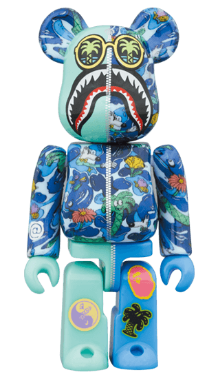 Bape x Steven Harrington Bape Shark Green/Pink/Blue Bearbrick 400%+100% Set of 6 - Eye For Toys