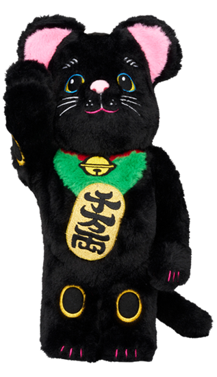 Manekineko Lucky Cat Black Costume Ver. Bearbrick 400%