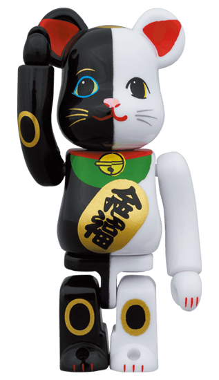 Manekineko Lucky Cat Black x White Bearbrick 400% + 100% - Eye For Toys