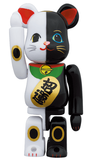 Manekineko Lucky Cat White x Black Bearbrick 400% + 100% - Eye For Toys
