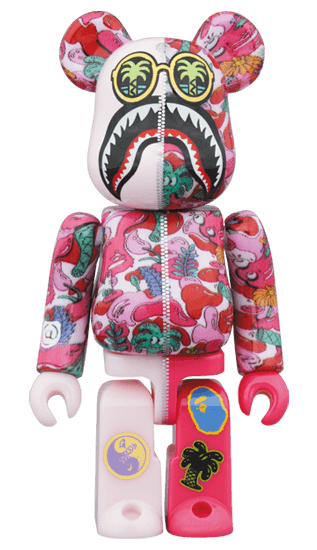 Bape x Steven Harrington Bape Shark Green/Pink/Blue Bearbrick 400%+100% Set of 6 - Eye For Toys