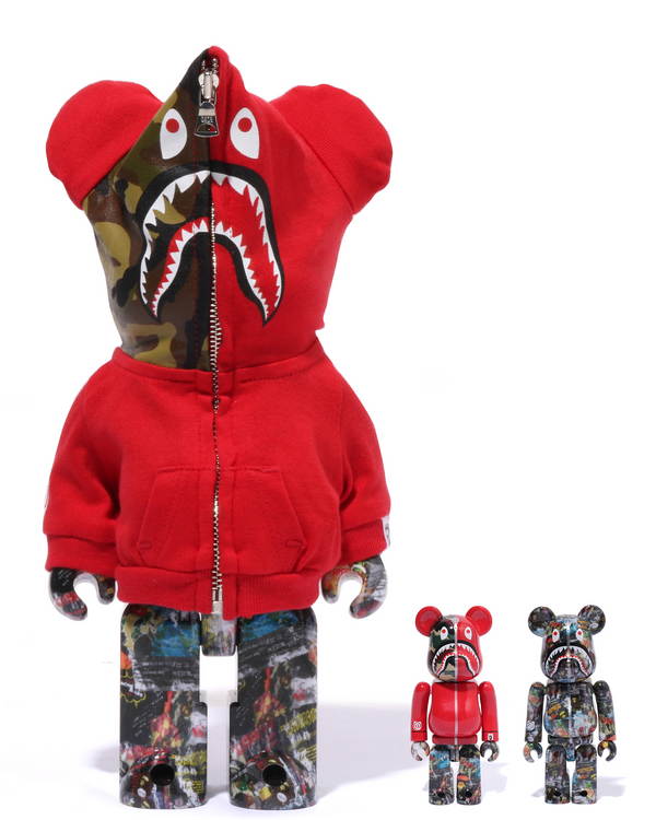 Bape Legacy Camo Shark Red 400%+ 2 x 100% Bearbrick