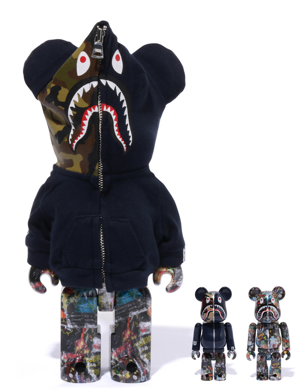 Bape Legacy Camo Shark Navy 400%+ 2 x 100% Bearbrick